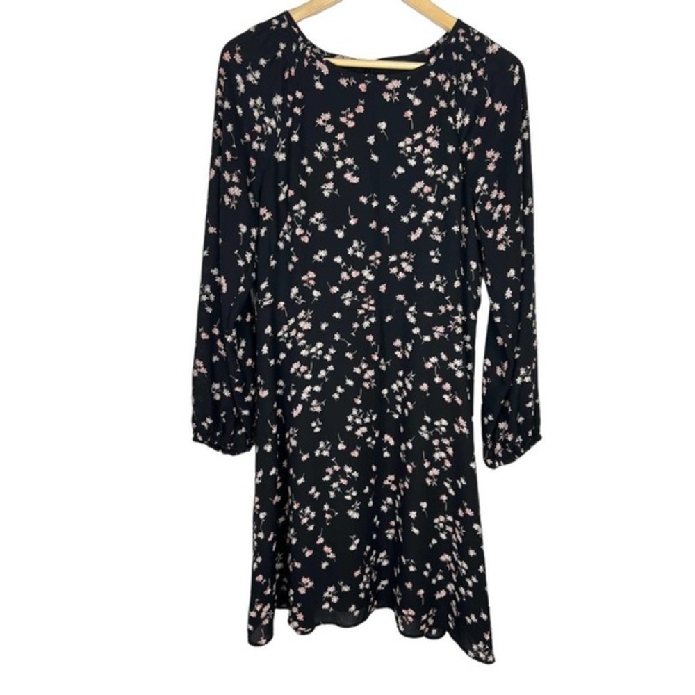 Ann Taylor Petite Terra Floral Smocked Flare Long‎ Sleeve Lined Dress Size 10